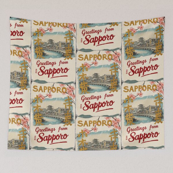 Item preview, Sapporo Japan Vintage Travel Retro Postcard Design designed and sold by TravelPostcardGems.