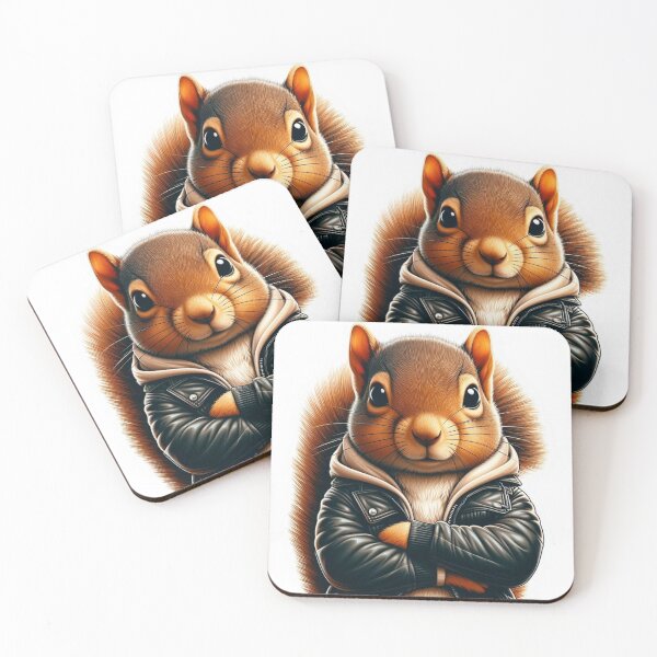 Item preview, squirrel with leather jacket designed and sold by Nataschaaa.
