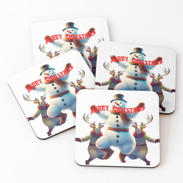 Item preview, Snowman dancing with Reindeers for Christmas designed and sold by Emilyron.