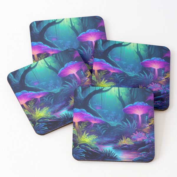 Item preview, Neon Forest with Glowing Mushrooms and Plants designed and sold by RaiyaTees.