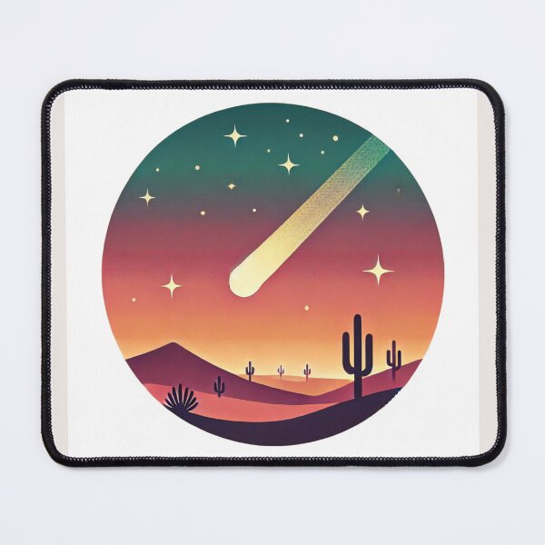 Item preview, Comet streaking across the desert sky with silhouetted cactus in soft colors with a retro feel. designed and sold by Dream Circuit .