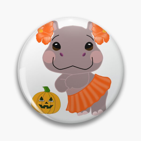 Item preview, Halloween a Kid Hippo Moo Deng and pumpkin. designed and sold by MigWhimsy.
