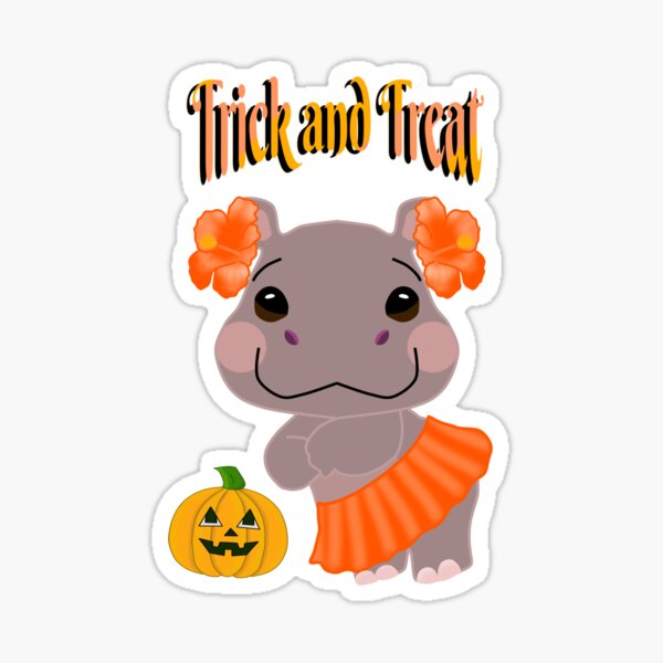 Item preview, Halloween a Kid Hippo Moo Deng and pumpkin. designed and sold by zinfulljourney.