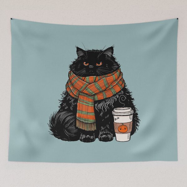 Item preview, Autumn Vibes Coffee Cat designed and sold by KilkennyCat Art.