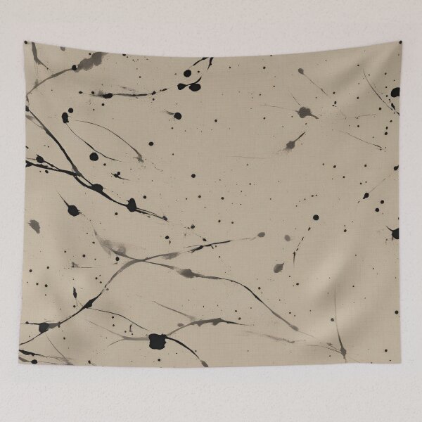Item preview, Beige Linen Texture with Black Ink Splashes designed and sold by Have Mercy.