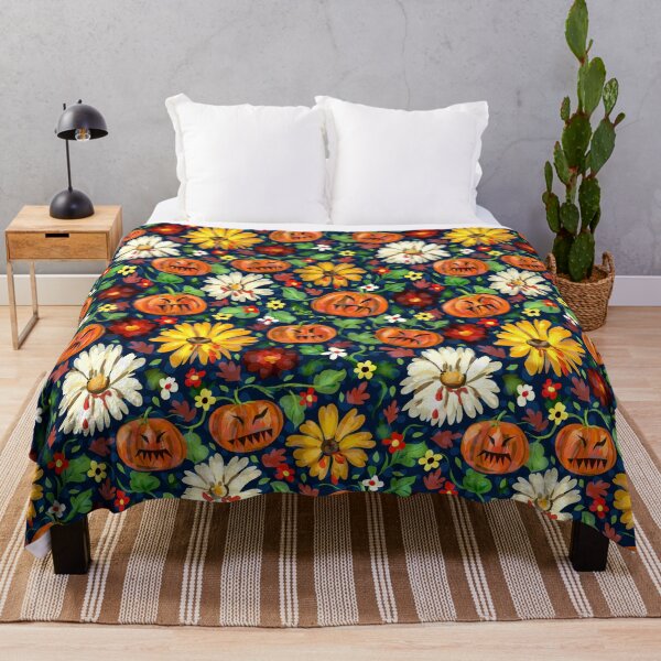 Item preview, Bloody Fall Flowers and Scary Pumpkins - Cottagecore Halloween designed and sold by Michelebuttons.