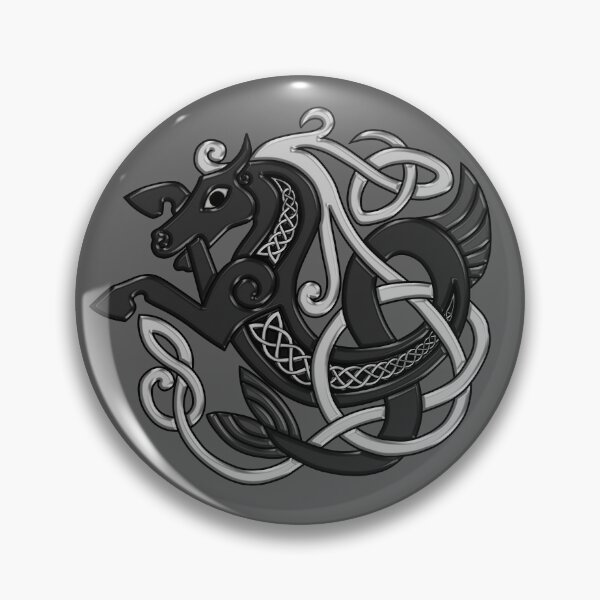 Item preview, Celtic Seahorse Hippocampus in Black and Silver designed and sold by DappledMoon.