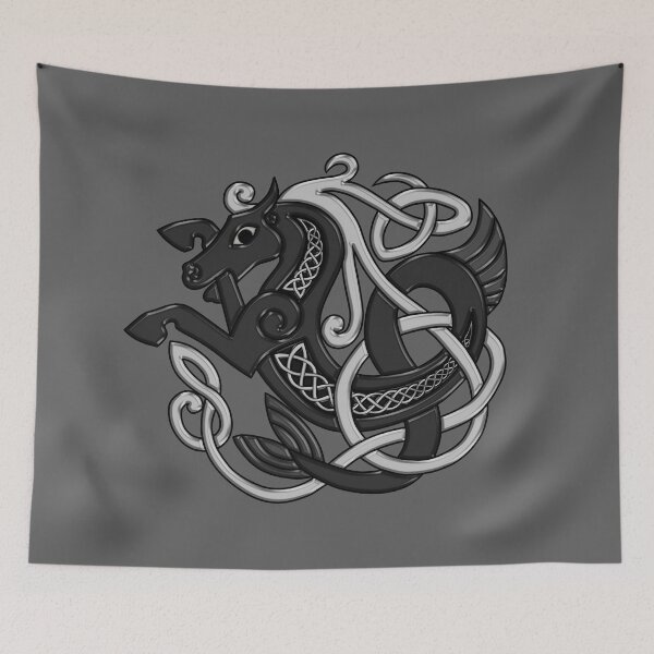 Item preview, Celtic Seahorse Hippocampus in Black and Silver designed and sold by DappledMoon.