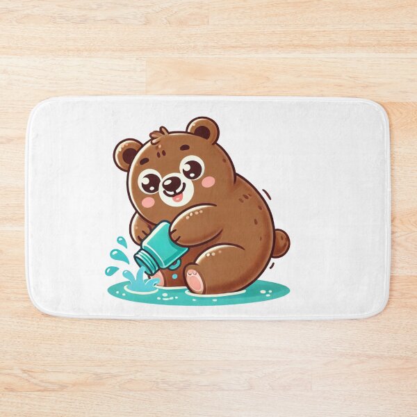 Item preview, Playful Cute Funny Brown Bears Pouring Water designed and sold by pinkycherry.