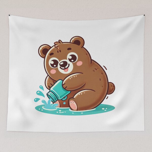 Item preview, Playful Cute Funny Brown Bears Pouring Water designed and sold by pinkycherry.