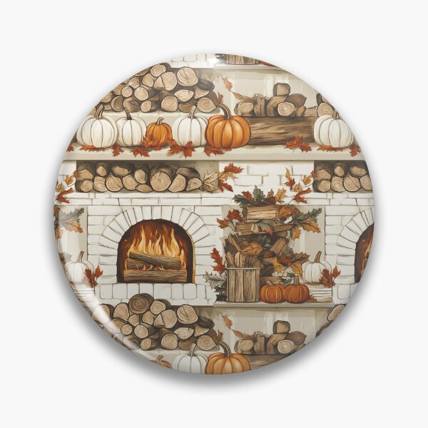 Item preview, Cozy Atmosphere with Pumpkins and Fireplace designed and sold by MidArtForge.