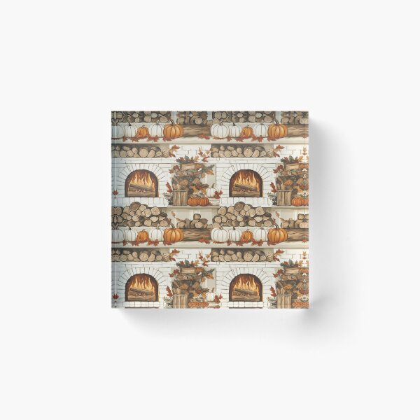 Item preview, Cozy Atmosphere with Pumpkins and Fireplace designed and sold by MidArtForge.