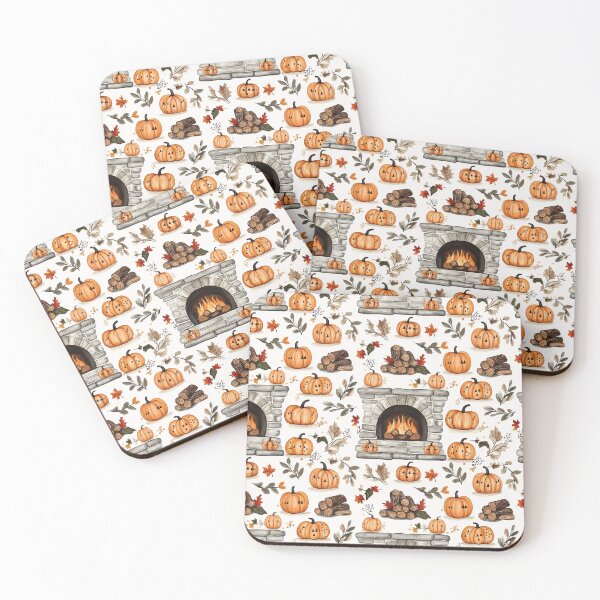 Item preview, Cozy Atmosphere with Pumpkins and Fireplace designed and sold by MidArtForge.