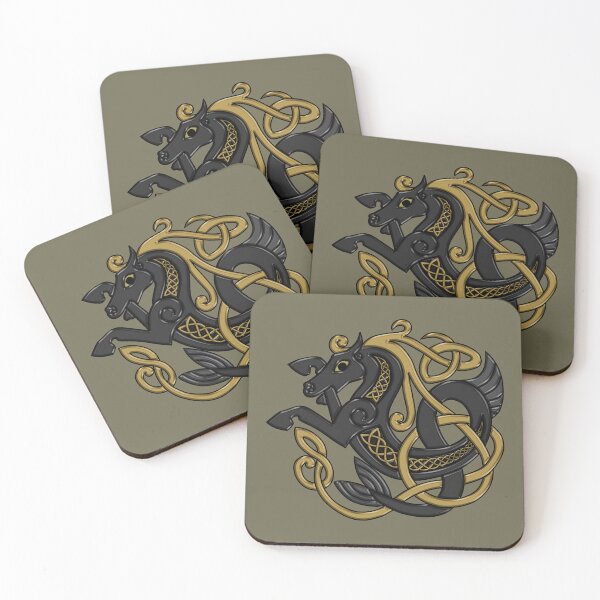 Item preview, Celtic Seahorse Hippocampus in Black and Gold designed and sold by DappledMoon.