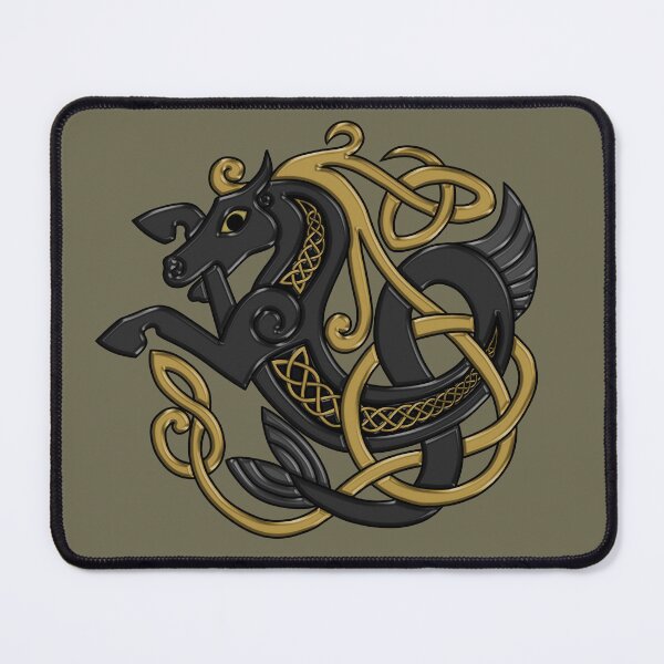 Item preview, Celtic Seahorse Hippocampus in Black and Gold designed and sold by DappledMoon.