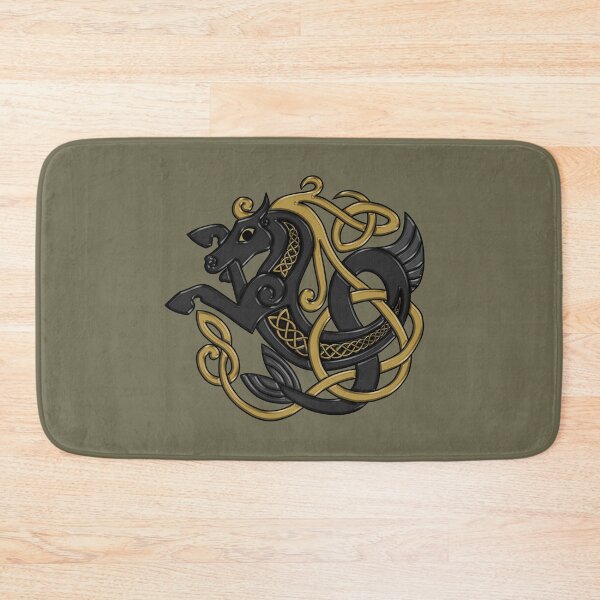 Item preview, Celtic Seahorse Hippocampus in Black and Gold designed and sold by DappledMoon.