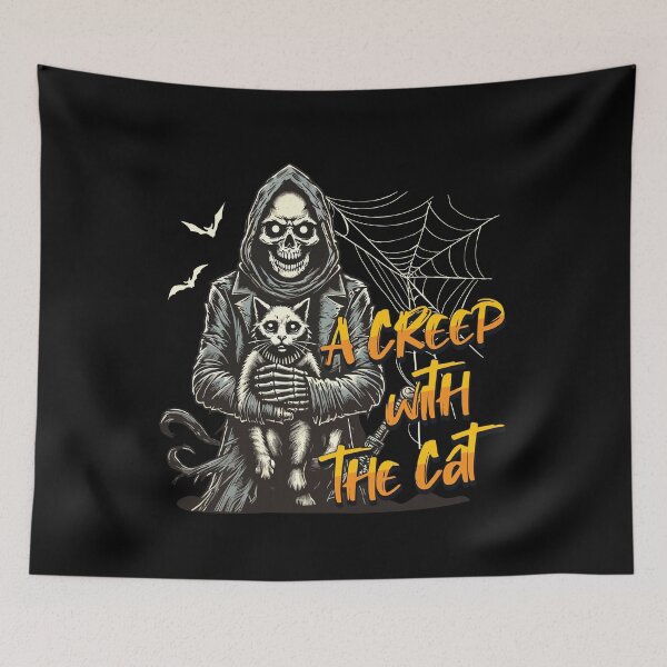 Item preview, Halloween Katzen Design: A Creep with the Cat designed and sold by LuminOrb.