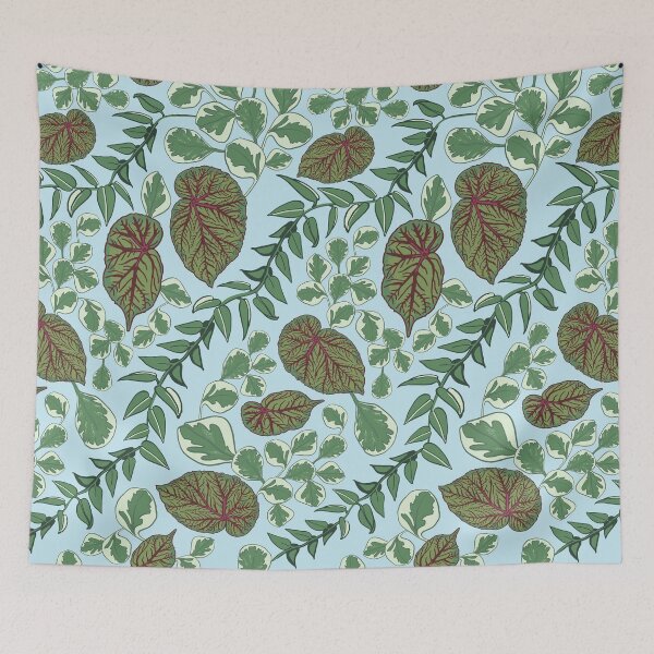 Item preview, Temple of the Houseplant - Cascade of Leaves Diagonal Stripes  designed and sold by Vibezgarden.