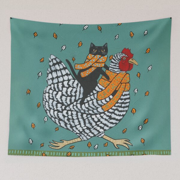 Item preview, Autumn Chicken Ride Cat designed and sold by KilkennyCat Art.