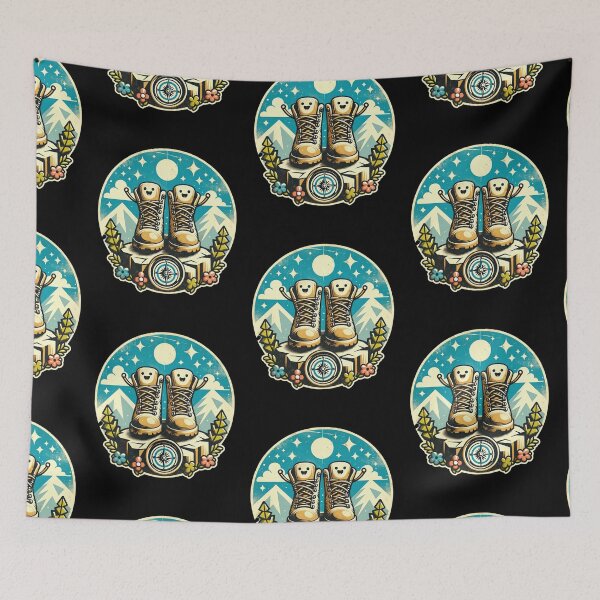 Item preview, Happy Hiking Adventure: Boots and Compass Design designed and sold by Taans-Creation.