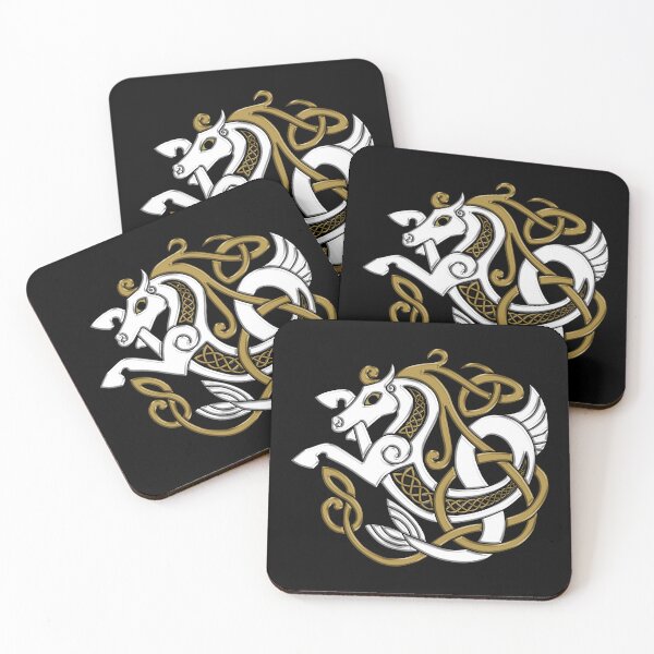 Item preview, Celtic Hippocampus Seahorse in White and Gold designed and sold by DappledMoon.