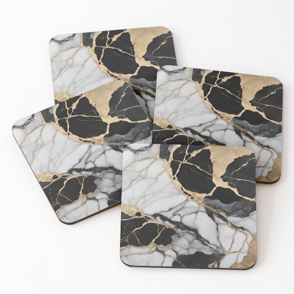 Item preview, Cracked Black and White Marble with Gold Accents designed and sold by Have Mercy.