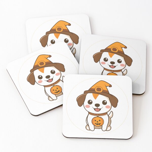 Item preview, Puppy in Witch Hat with Pumpkin Charm designed and sold by CharmingQuill.