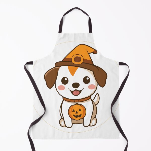 Item preview, Puppy in Witch Hat with Pumpkin Charm designed and sold by CharmingQuill.