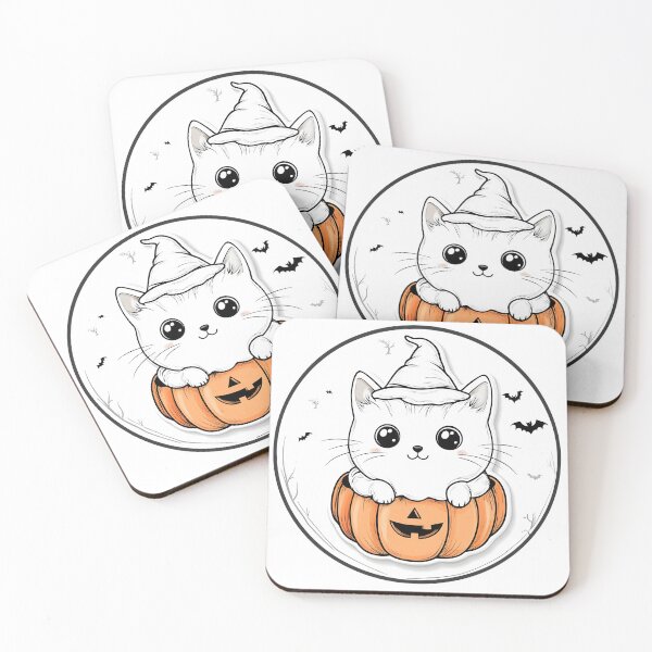 Item preview, Witchy Kitten Popping Out of a Pumpkin designed and sold by CharmingQuill.