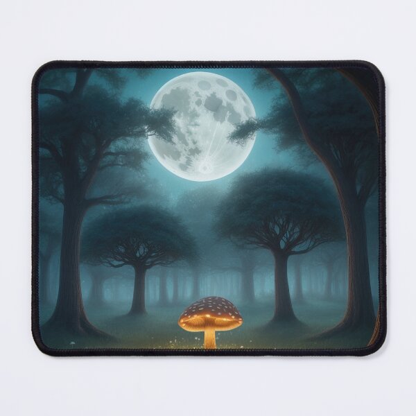 Item preview, Magical Forest with Glowing Mushroom Under Full Moon designed and sold by FallenStarArt.