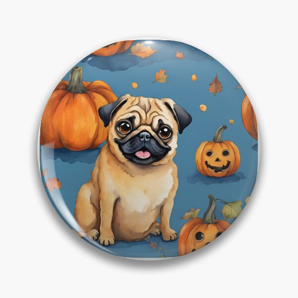 Item preview, Halloween dog,  vintage cute halloween, Pumpkin Costume watercolor pattern designed and sold by KolorellaS.