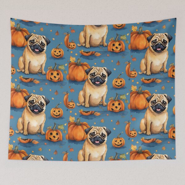 Item preview, Halloween dog,  vintage cute halloween, Pumpkin Costume watercolor pattern designed and sold by KolorellaS.
