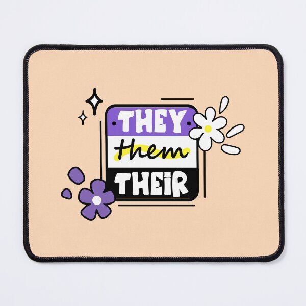 Item preview, They Them Their - Non-Binary Pronouns with Flowers designed and sold by Cannaxes Studio.