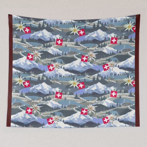 Item preview,  Edelweiss Swiss love blue designed and sold by Alessandro Remo Mazzoni Remotextiles.