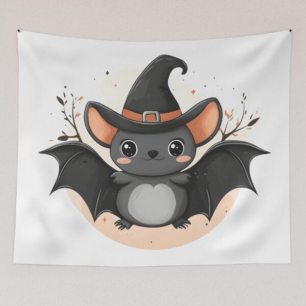 Item preview, Bat in Witch Hat on a Fall Evening designed and sold by CharmingQuill.