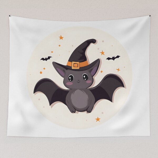 Item preview, Bat in Witch Hat with Stars and Bats designed and sold by CharmingQuill.