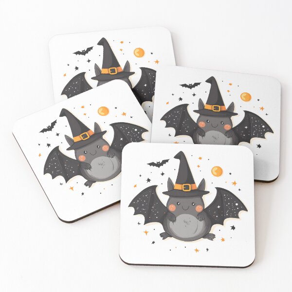 Item preview, Bat in Witch Hat with Full Moon and Stars designed and sold by CharmingQuill.