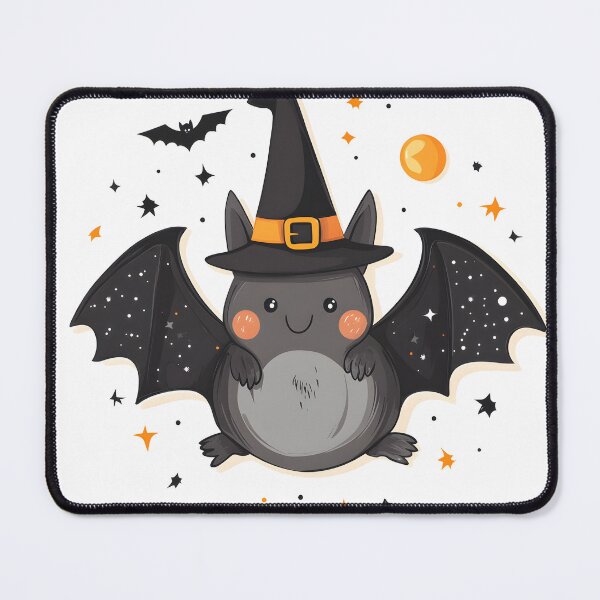 Item preview, Bat in Witch Hat with Full Moon and Stars designed and sold by CharmingQuill.