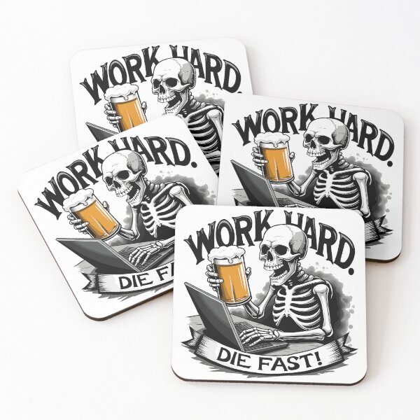 Item preview, Work Hard Die Fast Skeleton Beer designed and sold by Quirky Shirts.