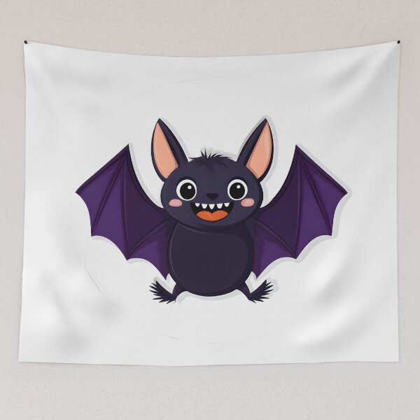 Item preview, Cute Bat with Purple Wings and Happy Smile designed and sold by CharmingQuill.