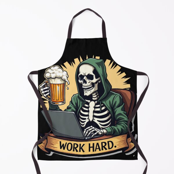 Item preview, Work Hard Skeleton with Beer Laptop designed and sold by Quirky Shirts.