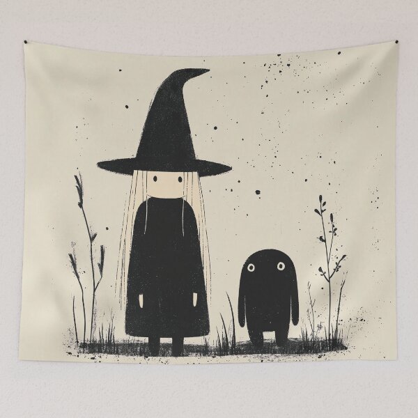 Item preview, Minimalist Witch and Her Curious Friend designed and sold by landletsy.