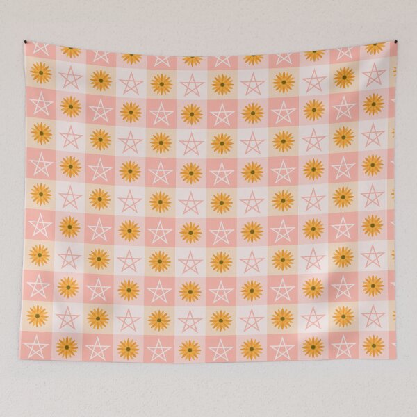 Item preview, Pentagrams and sunflowers pastel pink pattern  designed and sold by sasyall.