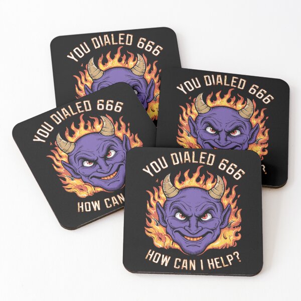 Item preview, You Dialed 666 Devil Face with Flames Halloween designed and sold by Quirky Shirts.