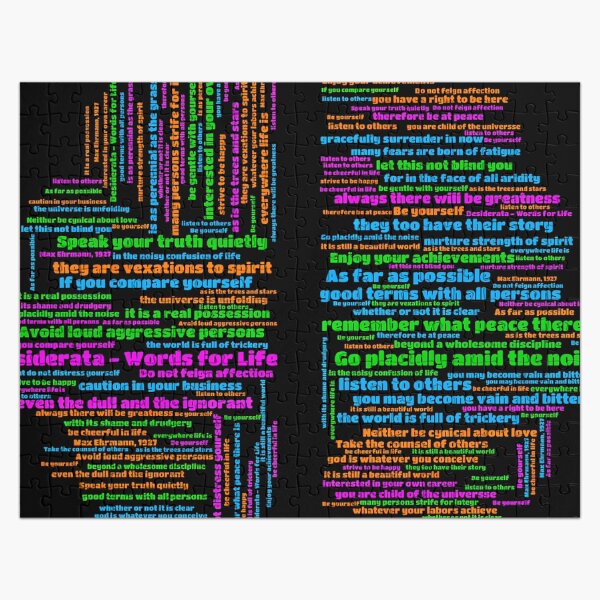 Desiderata: Words for Life - Inspirational Word Cloud T-Shirt Jigsaw Puzzle