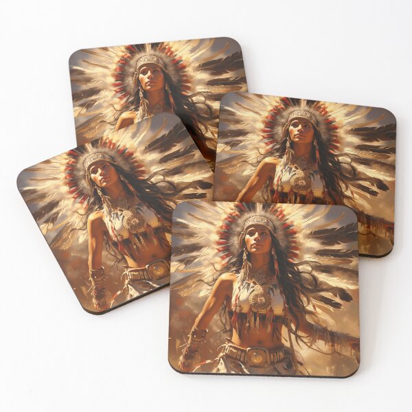 Item preview, Dancing Native American Woman in Headdress designed and sold by PetsArt.