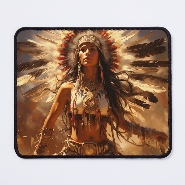 Item preview, Dancing Native American Woman in Headdress designed and sold by PetsArt.