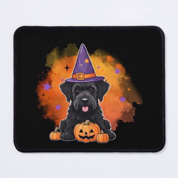 Aperçu de l'œuvre Terrier noir russe chien sorcier d'Halloween - Majestueux terrier noir russe en costume de sorcier pour Halloween créée et vendue par GoodyPaws.