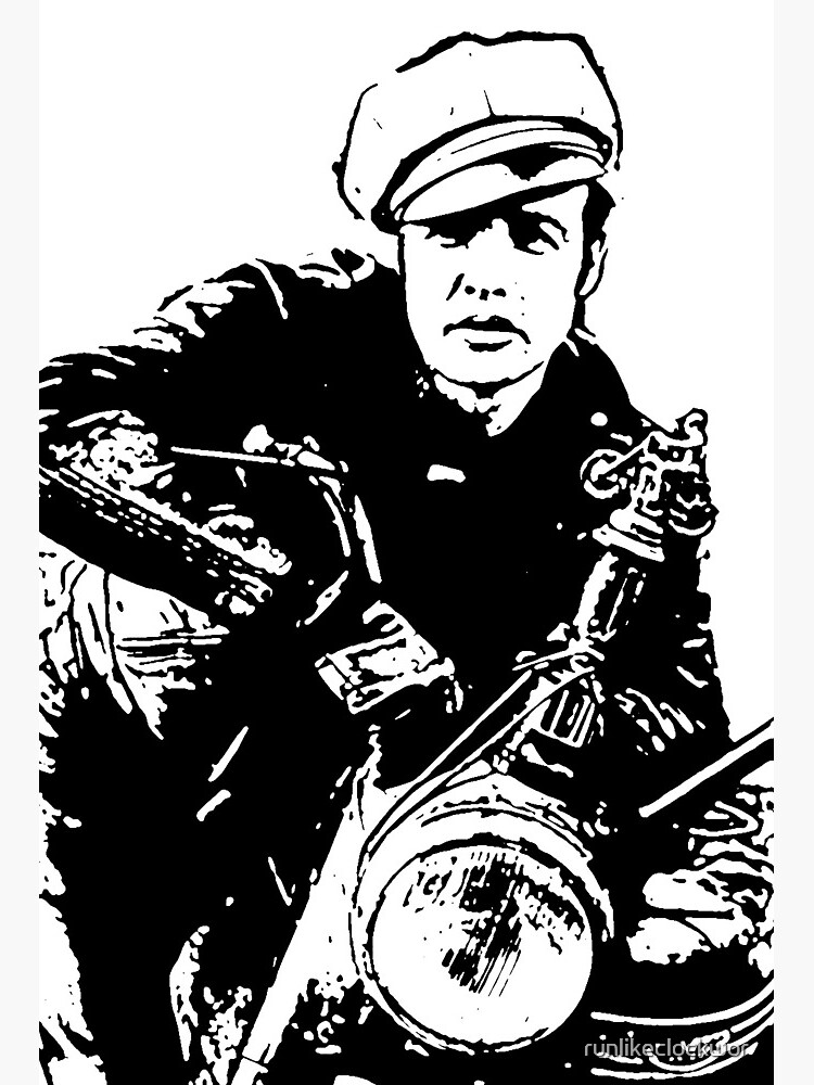 Impression Rigide Marlon Brando Le Sauvage Moto Noir Et Blanc Vieux Film Biker Old Biker Par Runlikeclockwor Redbubble