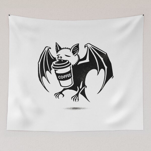 Item preview, Sleepy Bat with Coffee Cup designed and sold by Blink Art Studio.